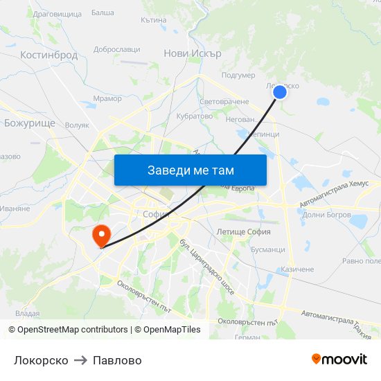 Локорско to Павлово map