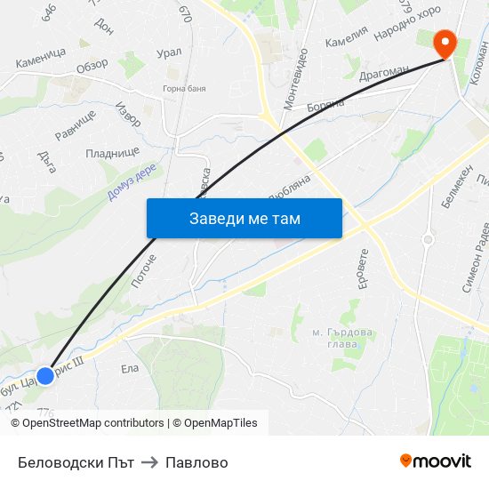 Беловодски Път to Павлово map