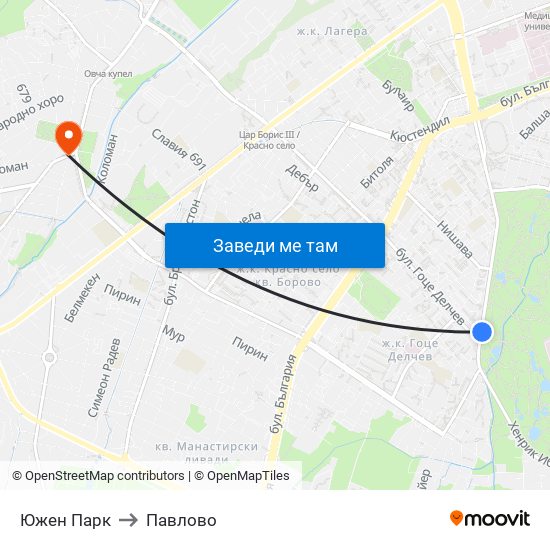 Южен Парк to Павлово map