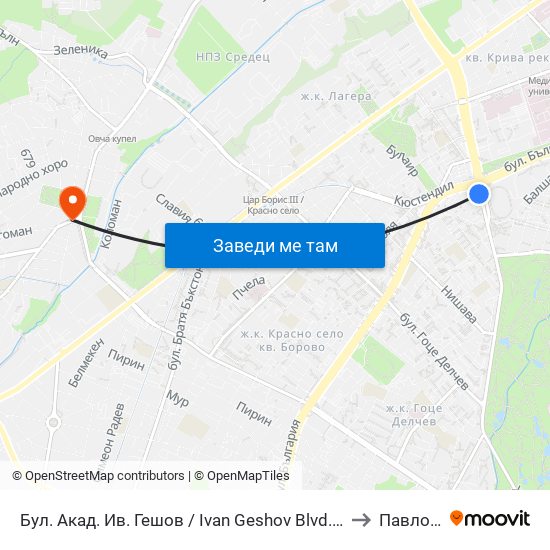 Бул. Акад. Ив. Гешов / Ivan Geshov Blvd. (0270) to Павлово map