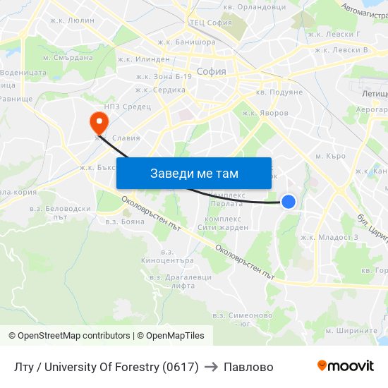 Лту / University Of Forestry (0617) to Павлово map