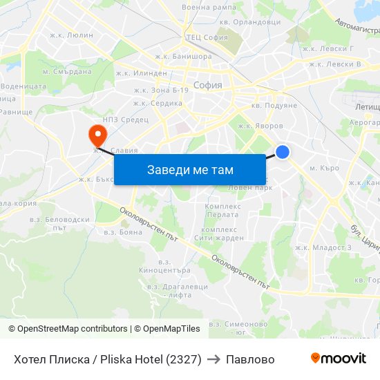 Хотел Плиска / Pliska Hotel (2327) to Павлово map