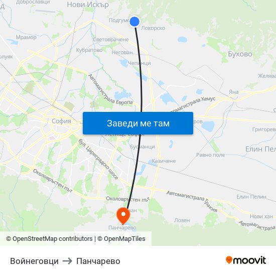 Войнеговци to Панчарево map