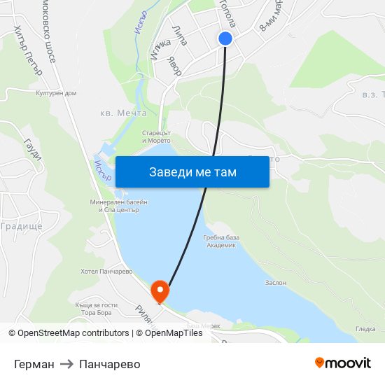 Герман to Панчарево map