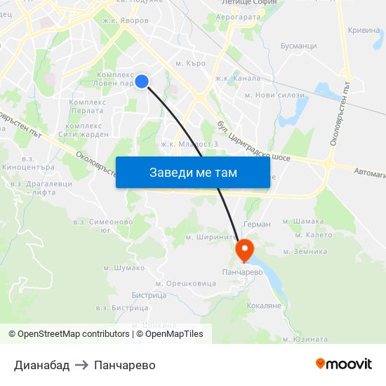 Дианабад to Панчарево map