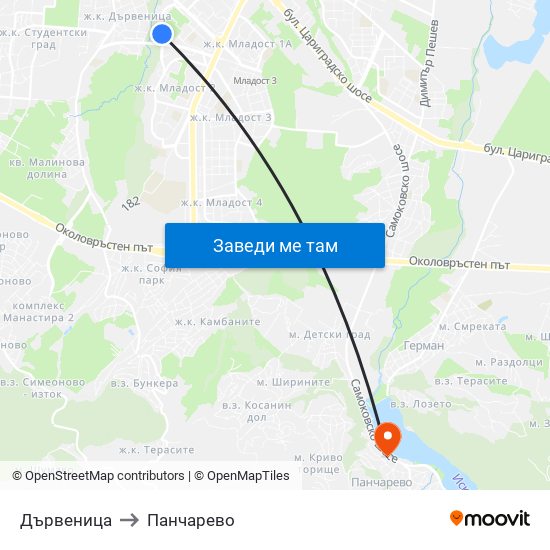 Дървеница to Панчарево map