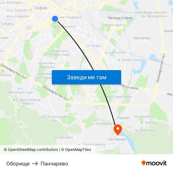 Оборище to Панчарево map