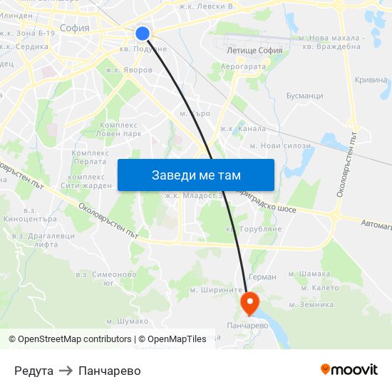 Редута to Панчарево map