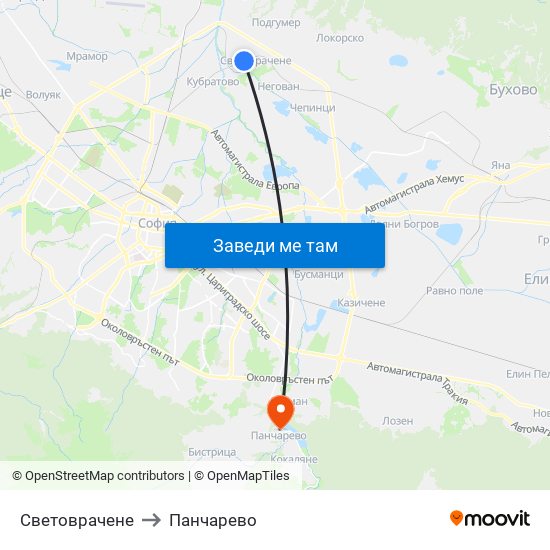 Световрачене to Панчарево map