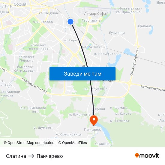 Слатина to Панчарево map