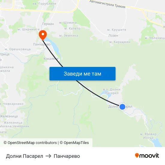 Долни Пасарел to Панчарево map
