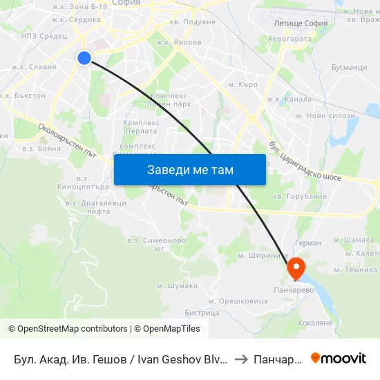 Бул. Акад. Ив. Гешов / Ivan Geshov Blvd. (0275) to Панчарево map