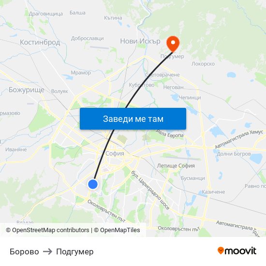 Борово to Подгумер map