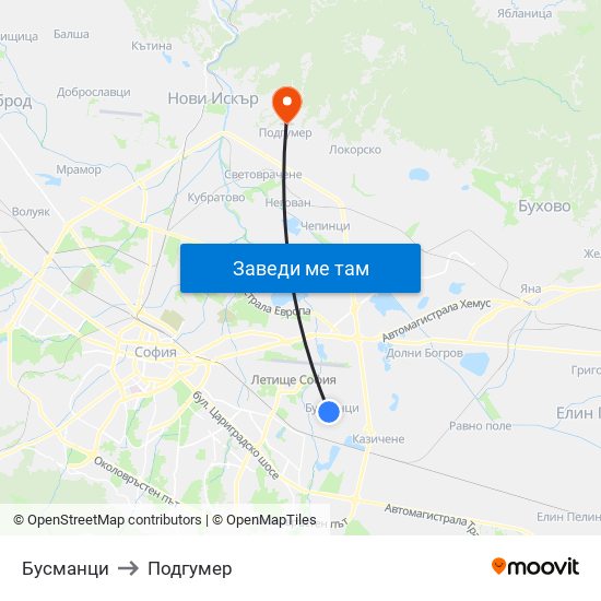 Бусманци to Подгумер map