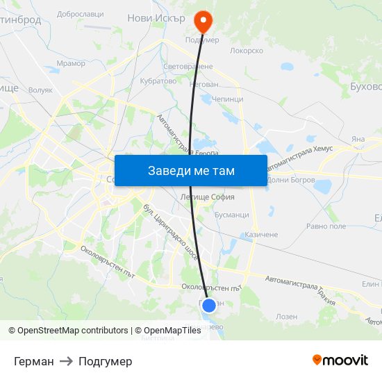 Герман to Подгумер map