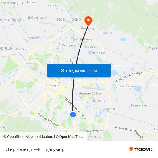 Дървеница to Подгумер map