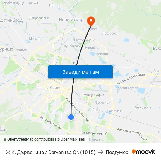 Ж.К. Дървеница / Darvenitsa Qr. (1015) to Подгумер map