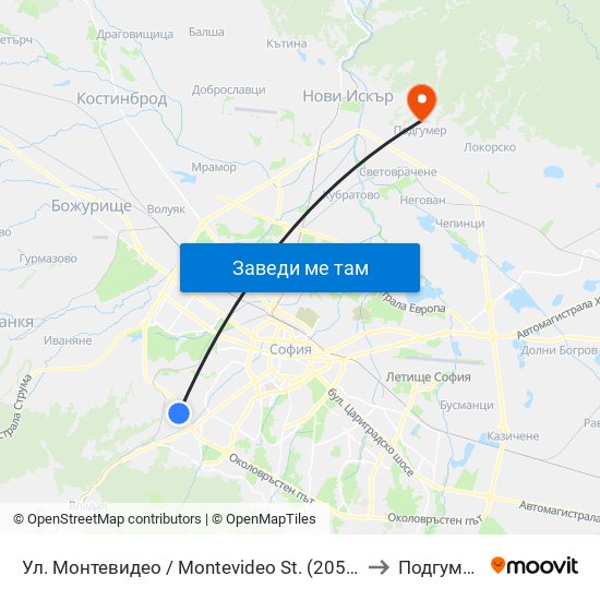 Ул. Монтевидео / Montevideo St. (2050) to Подгумер map