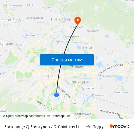 Читалище Д. Чинтулов / D. Chintulov Library (2365) to Подгумер map