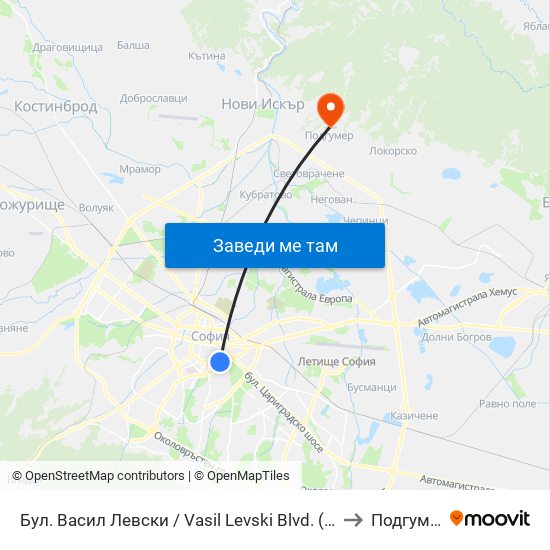 Бул. Васил Левски / Vasil Levski Blvd. (0299) to Подгумер map