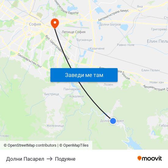 Долни Пасарел to Подуяне map