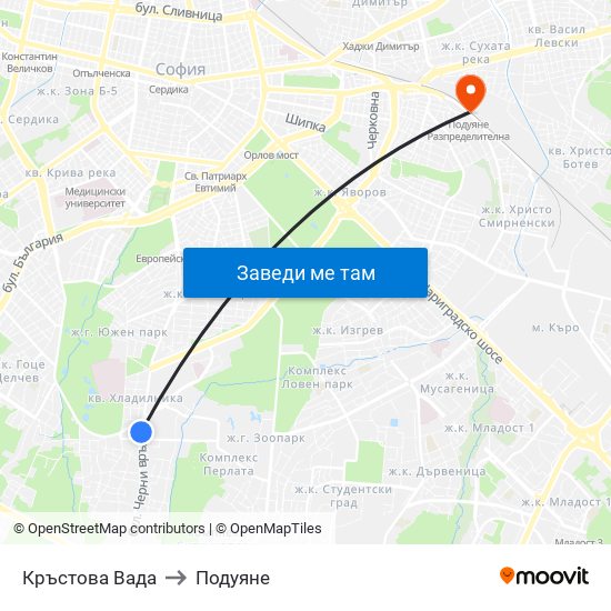 Кръстова Вада to Подуяне map