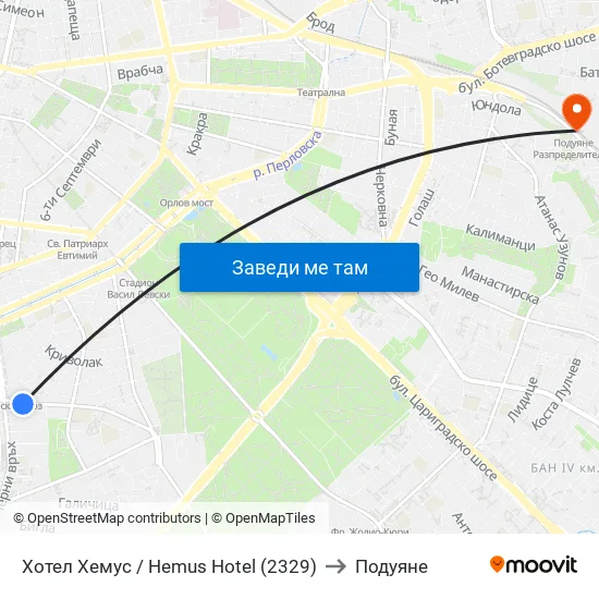 Ⓜ️ Хотел Хемус / Hemus Hotel (2329) to Подуяне map