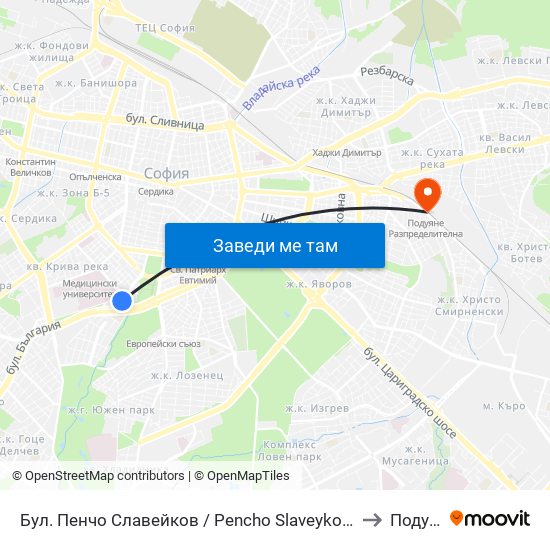 Бул. Пенчо Славейков / Pencho Slaveykov Blvd. (0356) to Подуяне map