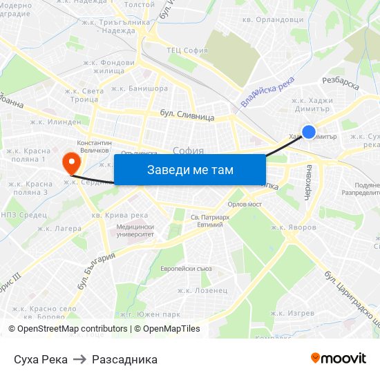 Суха Река to Разсадника map