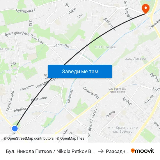 Бул. Никола Петков / Nikola Petkov Blvd. (0347) to Разсадника map
