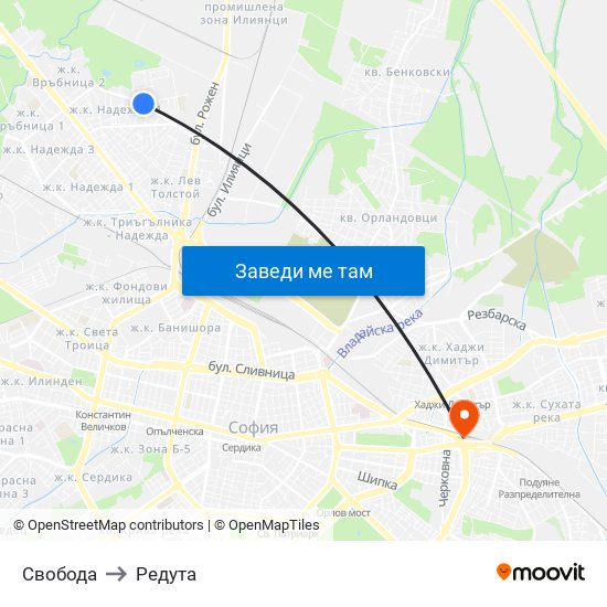 Свобода to Редута map
