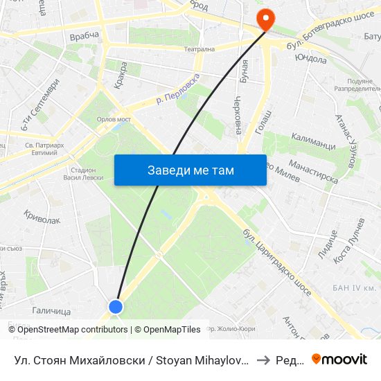 Ул. Стоян Михайловски / Stoyan Mihaylovski St. (2692) to Редута map