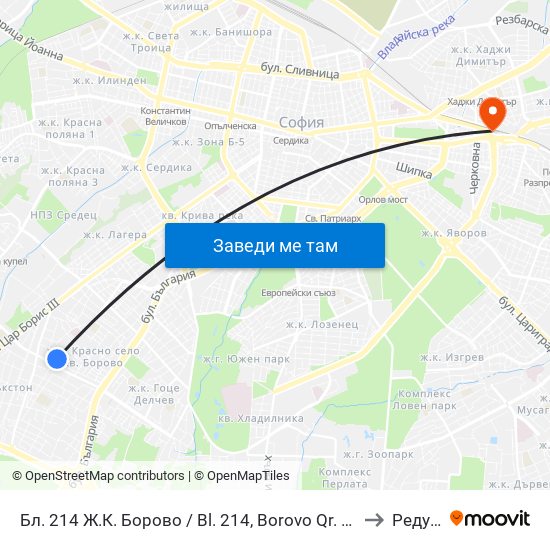 Бл. 214 Ж.К. Борово / Bl. 214, Borovo Qr. (0164) to Редута map
