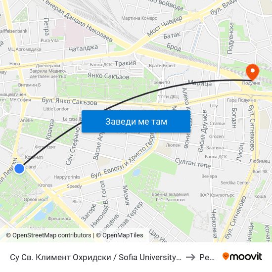 Су Св. Климент Охридски / Sofia University St. Kliment Ohridski to Редута map