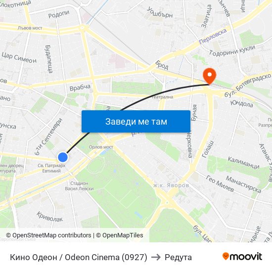Кино Одеон / Odeon Cinema (0927) to Редута map