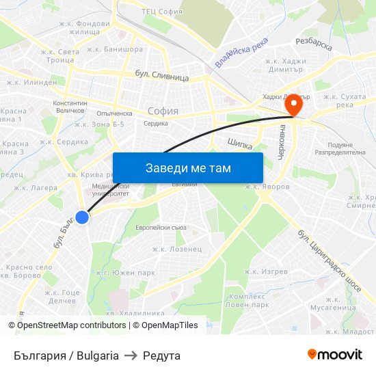 България / Bulgaria to Редута map