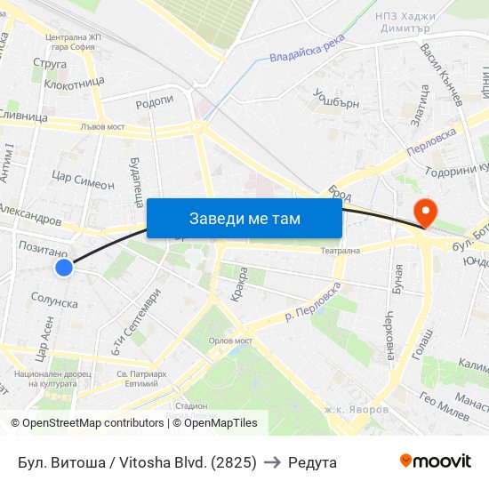 Бул. Витоша / Vitosha Blvd. (2825) to Редута map