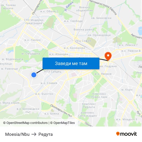 Moesia/Nbu to Редута map