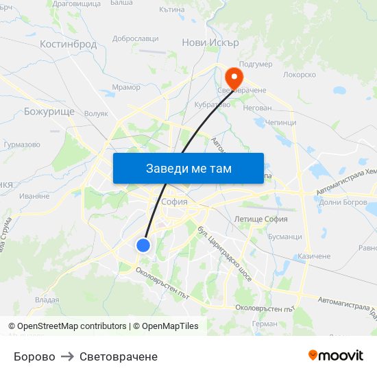 Борово to Световрачене map