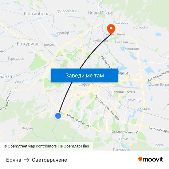 Бояна to Световрачене map