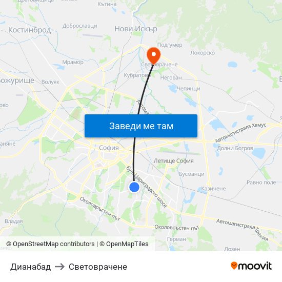 Дианабад to Световрачене map