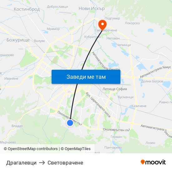 Драгалевци to Световрачене map