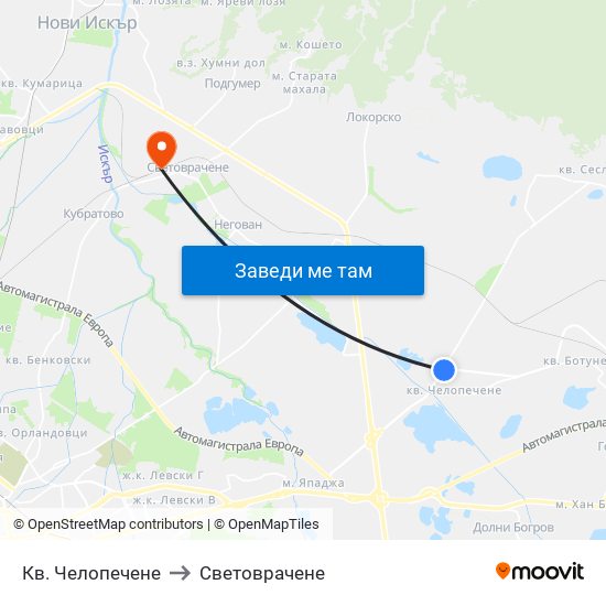 Кв. Челопечене to Световрачене map