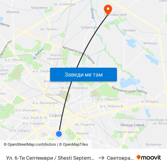 Ул. 6-Ти Септември / Shesti Septemvri St. (1807) to Световрачене map