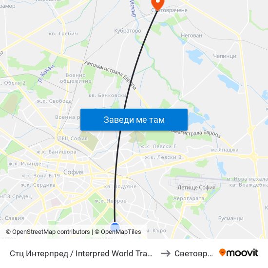 Стц Интерпред / Interpred World Trade Centre (1109) to Световрачене map