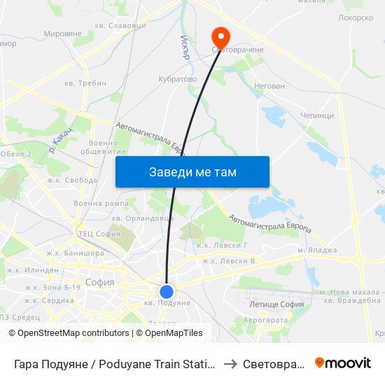 Гара Подуяне / Poduyane Train Station (0468) to Световрачене map