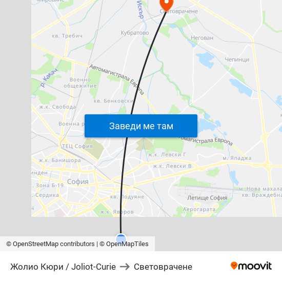 Жолио Кюри / Joliot-Curie to Световрачене map