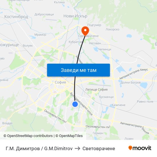 Г.М. Димитров / G.M.Dimitrov to Световрачене map