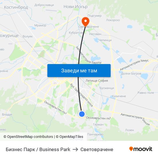 Бизнес Парк / Business Park to Световрачене map