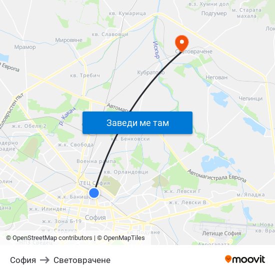 София to Световрачене map